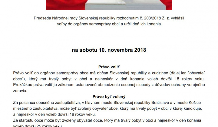 Voľby / VOĽBY DO ORGÁNOV SAMOSPRÁVY OBCÍ 2018 - foto